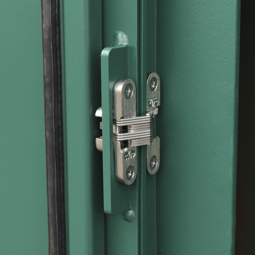 Concealed security hinges as standard